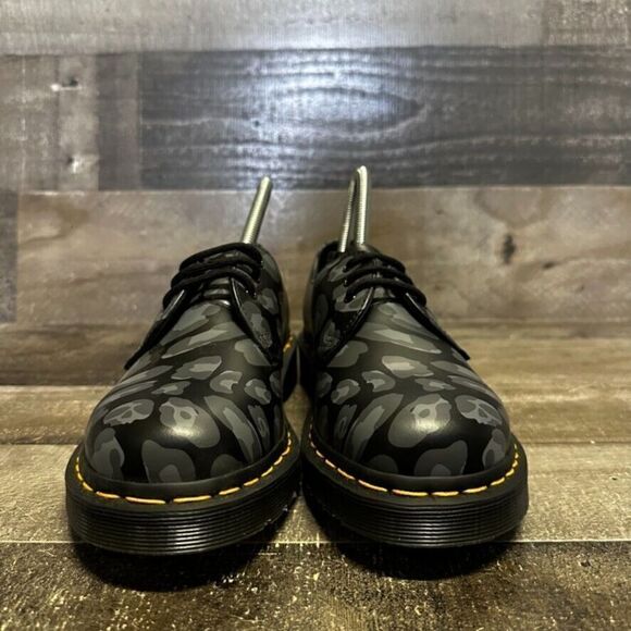 Doc Martens 1461 Men's 5 / womens 6 Skull Leopard Print Oxfords Black 27686 - Picture 3 of 8